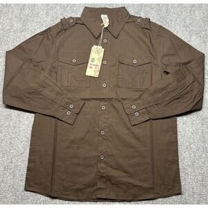 Vtg PJ Mark Premium Shirt Mens L Brown Long Sleeve Button Up Y2K Cotton New
